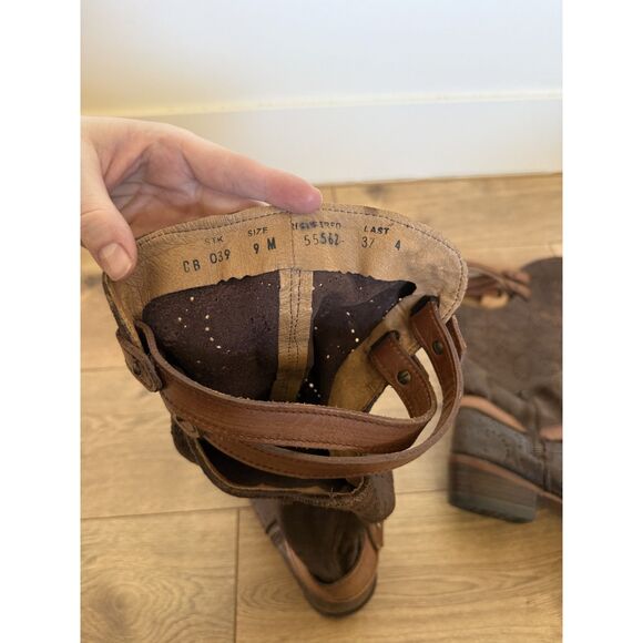 CORRAL 9 Deer Riding Boot Chocolate Women’s Slouch western Harness Buckle Strap - Picture 6 of 8